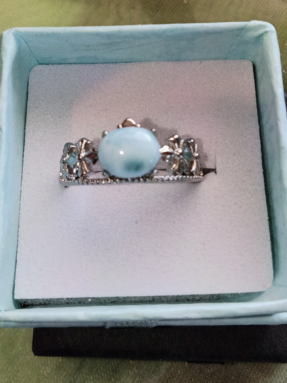 Blue Larimar Crown Ring